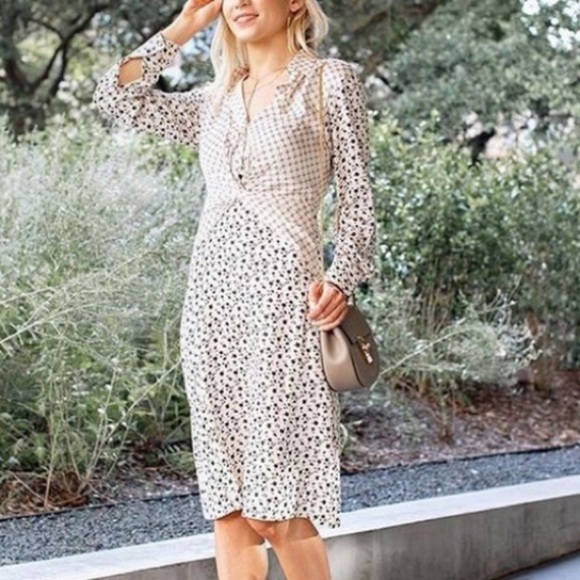 Club Monaco Cydar Cream/Black Midi Shirt Dress Size 10 - Picture 2 of 14